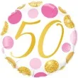 balon foliowy 50 urodziny grochy zlote rozowy qualatex 18 rnd