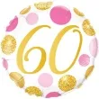balon foliowy 60 urodziny grochy zlote rozowy qualatex 18 rnd