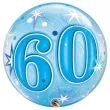 balon foliowy 60 urodziny gwiazdki niebieski qualatex bubbles 22 orb