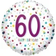 balon foliowy 60 urodziny happy birthday konfetti fioletowy amscan 40 cm