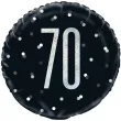 balon foliowy 70 urodziny glitz grochy czarny unique 18 rnd