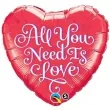 balon foliowy all you need is love red czerwony qualatex 18 hrt