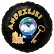 balon foliowy andrzejki wrozbita maciej i szklana kula czarny 18 rnd