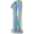balon foliowy beauty and charm cyfra 1 srebrny holograficzny godan 30 dgt