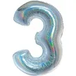 balon foliowy beauty and charm cyfra 3 srebrny holograficzny godan 30 dgt