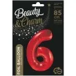 balon foliowy beauty and charm cyfra 6 czerwony godan 33 dgt