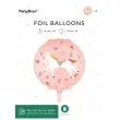 balon foliowy bialy kon i kwiaty rozowy jasny partydeco 18 rnd