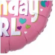 balon foliowy birthday girl rozowy amscan 18 rnd