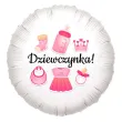 balon foliowy bobo girl dziewczynka dekoracja na baby shower gender reveal bialy 18 rnd