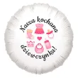 balon foliowy bobo girl kochana dziewczynka dekoracja na baby shower bialy 18 rnd