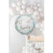 balon foliowy chrzest swiety zloty napis bialy partydeco 18 rnd