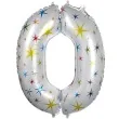 balon foliowy cyfra 0 gwiazdki bialy oem 40 dgt