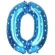 balon foliowy cyfra 0 gwiazdki niebieski 16 dgt