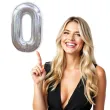 balon foliowy cyfra 0 holograficzna srebrna partypal 40 dgt