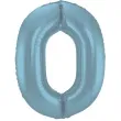 balon foliowy cyfra 0 metaliczny mat niebieski pastelowy folat 34 dgt