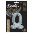 balon foliowy cyfra 0 stojaca holograficzna srebrny godan 28 dgt