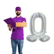balon foliowy cyfra 0 stojaca srebrny holograficzny godan 28 dgt