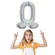 balon foliowy cyfra 0 stojaca srebrny holograficzny godan 28 dgt