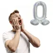 balon foliowy cyfra 0 stojaca srebrny holograficzny godan 28 dgt