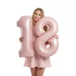 balon foliowy cyfra 1 dekoracja na urodziny rozowy matowy 34 dgt