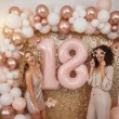 balon foliowy cyfra 1 dekoracja na urodziny rozowy matowy 34 dgt