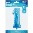 balon foliowy cyfra 1 gwiazdki blekitny godan 26 dgt