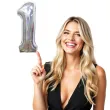 balon foliowy cyfra 1 holograficzna srebrna partypal 40 dgt