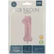 balon foliowy cyfra 1 metaliczny mat rozowy pastelowy folat 34 dgt