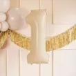 balon foliowy cyfra 1 pastel bezowy partydeco 34 dgt