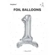 balon foliowy cyfra 1 stojaca srebrny partydeco 27 dgt