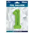 balon foliowy cyfra 1 zielone jabluszko partypal 39 dgt