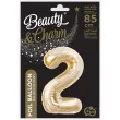 balon foliowy cyfra 2 beauty charm zloty jasny godan 33 dgt