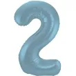 balon foliowy cyfra 2 metaliczny mat niebieski pastelowy folat 34 dgt