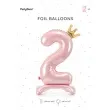 balon foliowy cyfra 2 stojaca rozowy partydeco 33 dgt