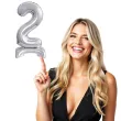 balon foliowy cyfra 2 stojaca srebrny godan 15 dgt