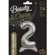 balon foliowy cyfra 2 stojaca srebrny godan 29 dgt