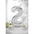 balon foliowy cyfra 2 stojaca srebrny partydeco 27 dgt