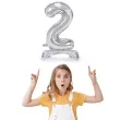balon foliowy cyfra 2 stojaca srebrny partydeco 27 dgt