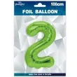 balon foliowy cyfra 2 zielone jabluszko partypal 39 dgt