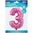 balon foliowy cyfra 3 biale serca rozowy godan 26 dgt