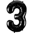balon foliowy cyfra 3 czarny unique 34 dgt