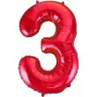 balon foliowy cyfra 3 czerwony unique 34 dgt