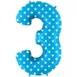 balon foliowy cyfra 3 groszki niebieski grabo 40 dgt