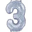 balon foliowy cyfra 3 holograficzna srebrny partydeco 14 dgt
