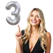 balon foliowy cyfra 3 holograficzna srebrny partypal 40 dgt