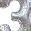 balon foliowy cyfra 3 holograficzna srebrny partypal 40 dgt
