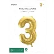 balon foliowy cyfra 3 jasnozloty partydeco 34 dgt