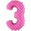 balon foliowy cyfra 3 kropki rozowy grabo 40 dgt