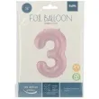 balon foliowy cyfra 3 metaliczny mat rozowy pastelowy folat 34 dgt