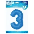 balon foliowy cyfra 3 niebieski godan 14 dgt